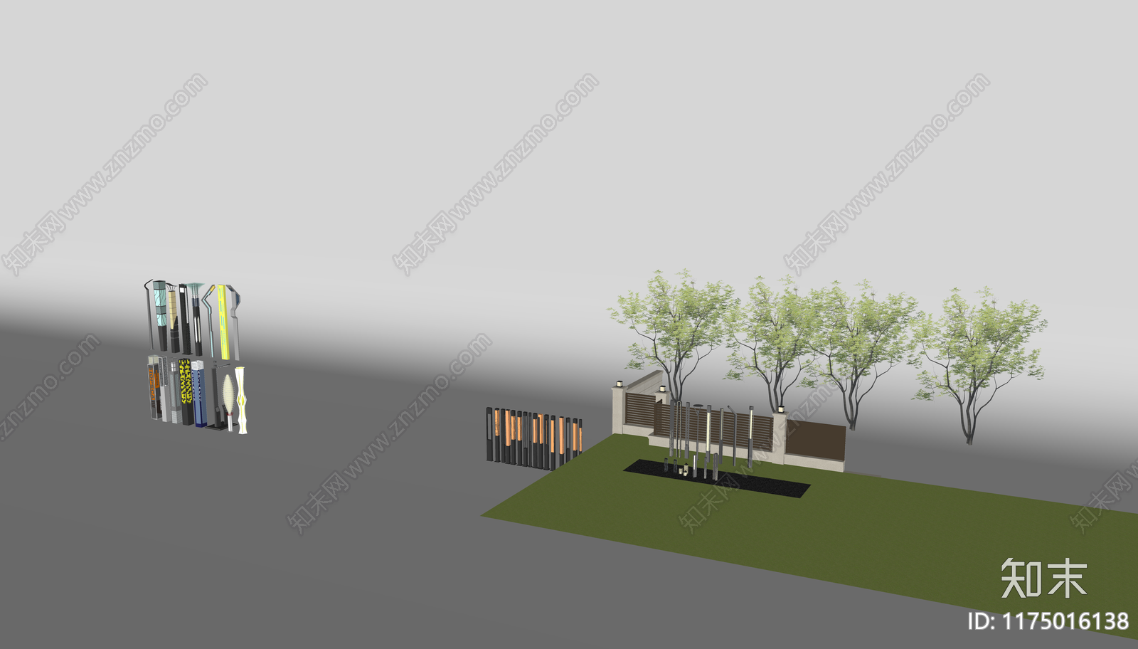 现代极简路灯SU模型下载【ID:1175016138】