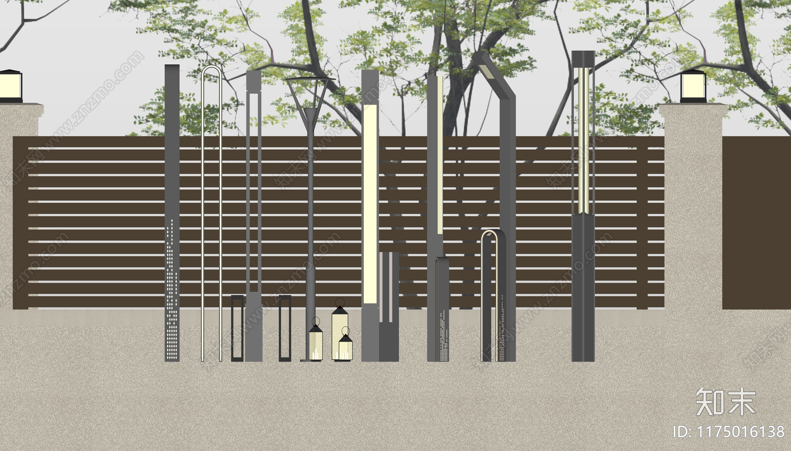 现代极简路灯SU模型下载【ID:1175016138】