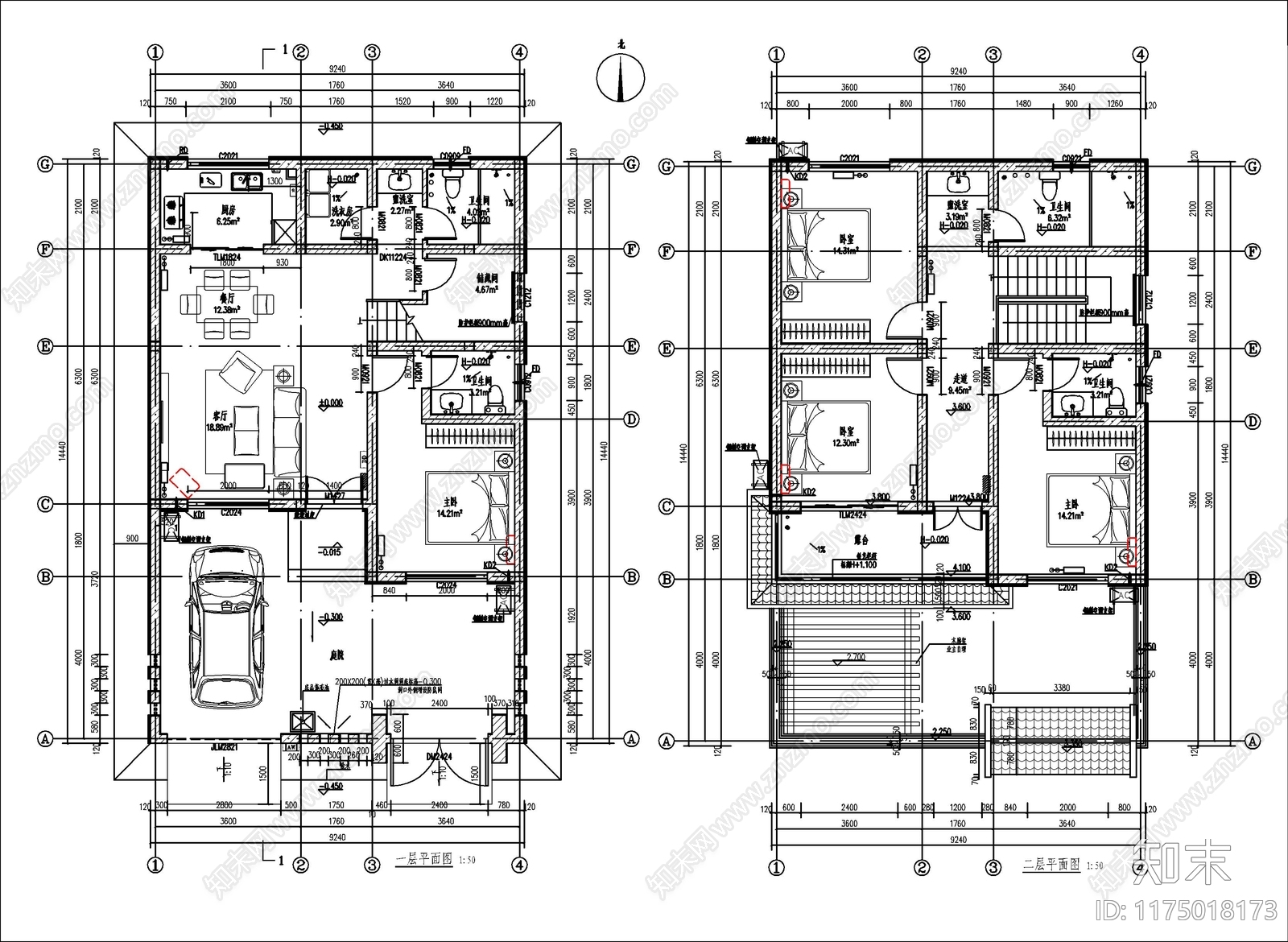 现代新中式别墅建筑cad施工图下载【ID:1175018173】