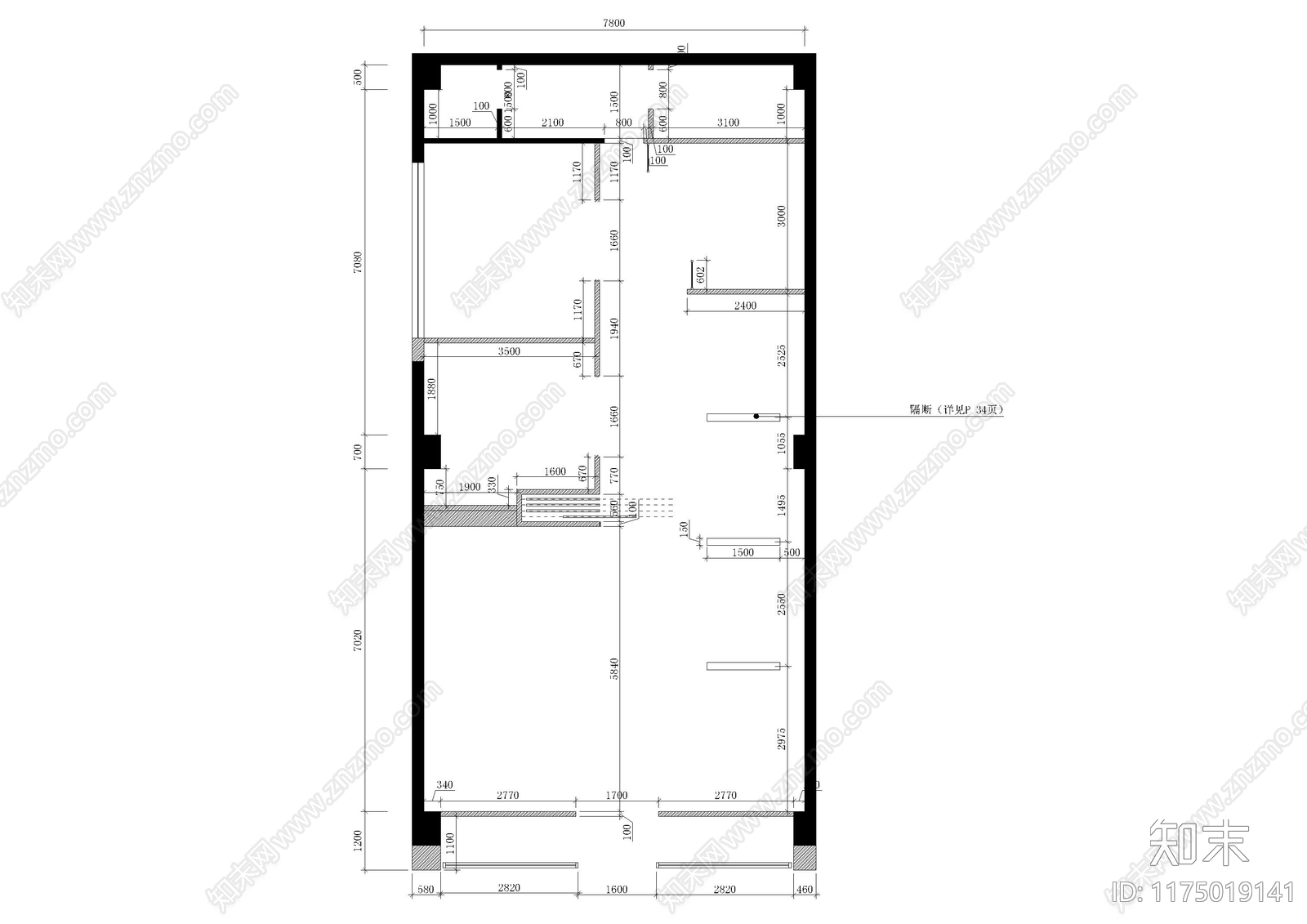 现代婚纱店施工图下载【ID:1175019141】