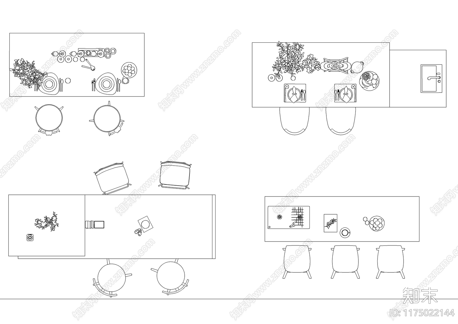 现代桌椅施工图下载【ID:1175022144】