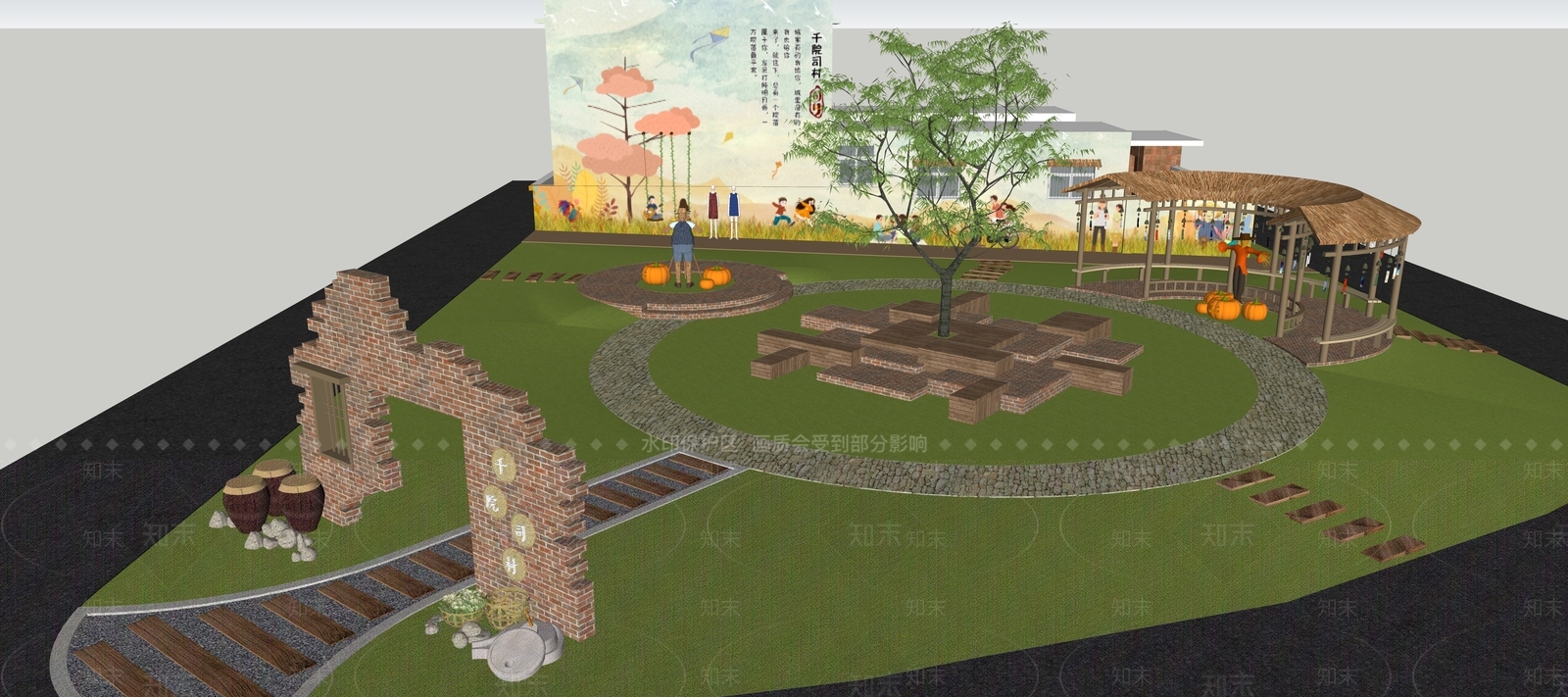 现代景观公园SU模型下载【ID:1175025078】