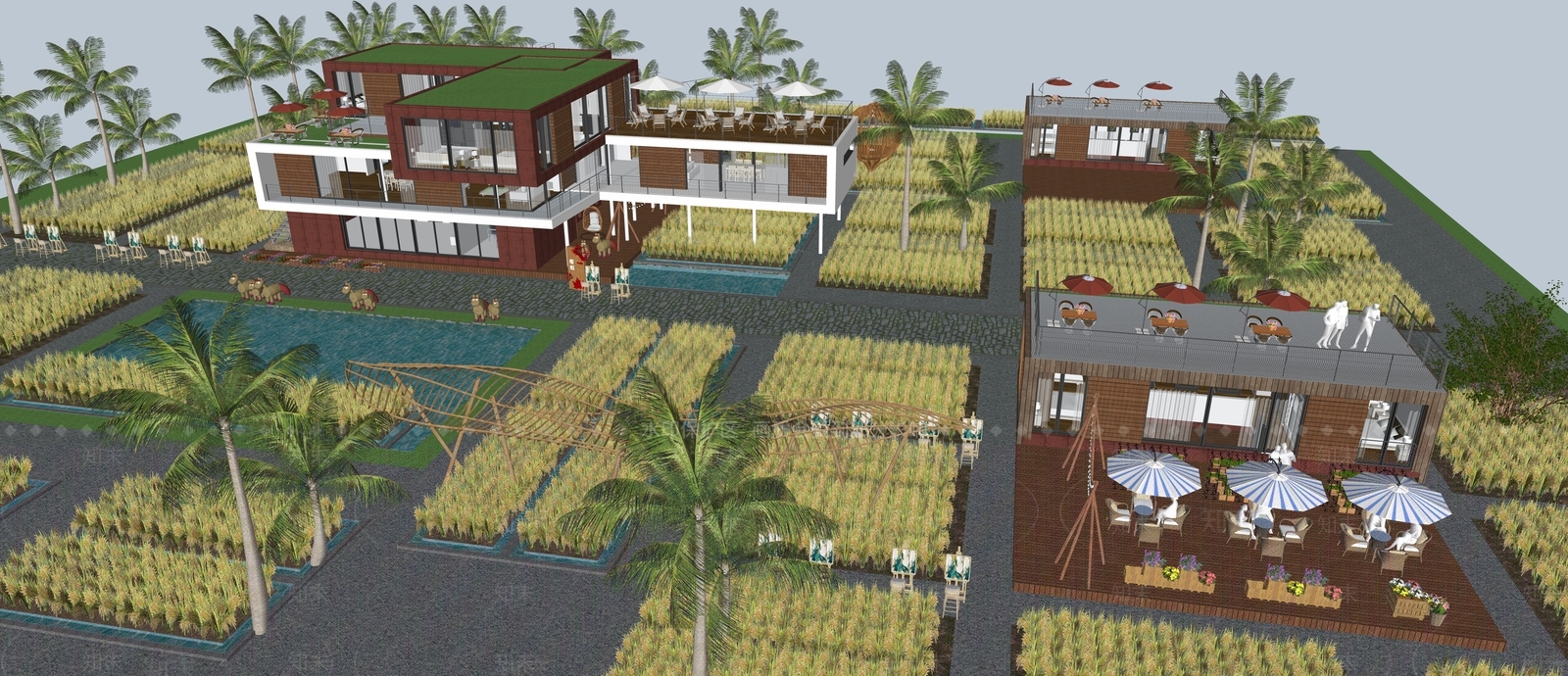 现代景观公园SU模型下载【ID:1175025104】