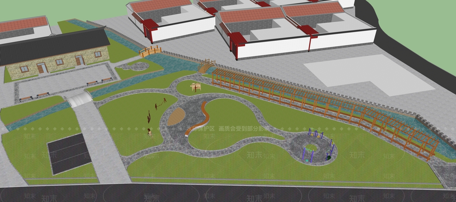 现代景观公园SU模型下载【ID:1175025424】