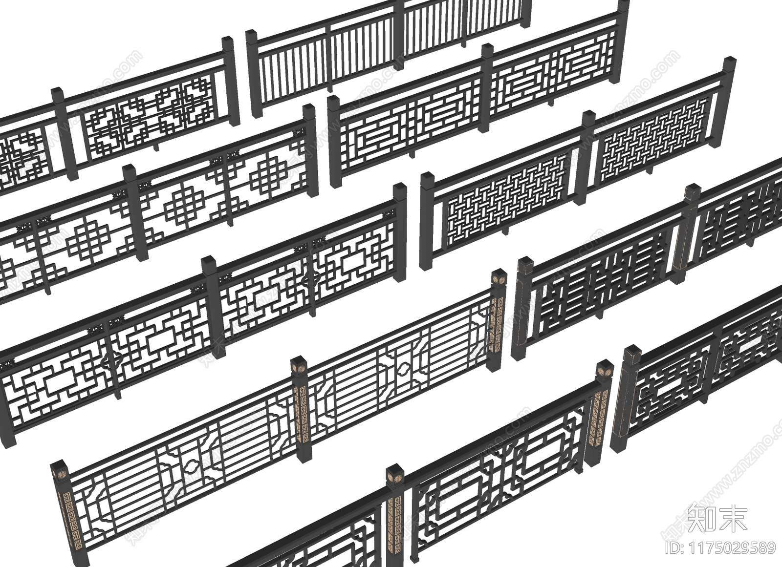 新中式围栏护栏SU模型下载【ID:1175029589】