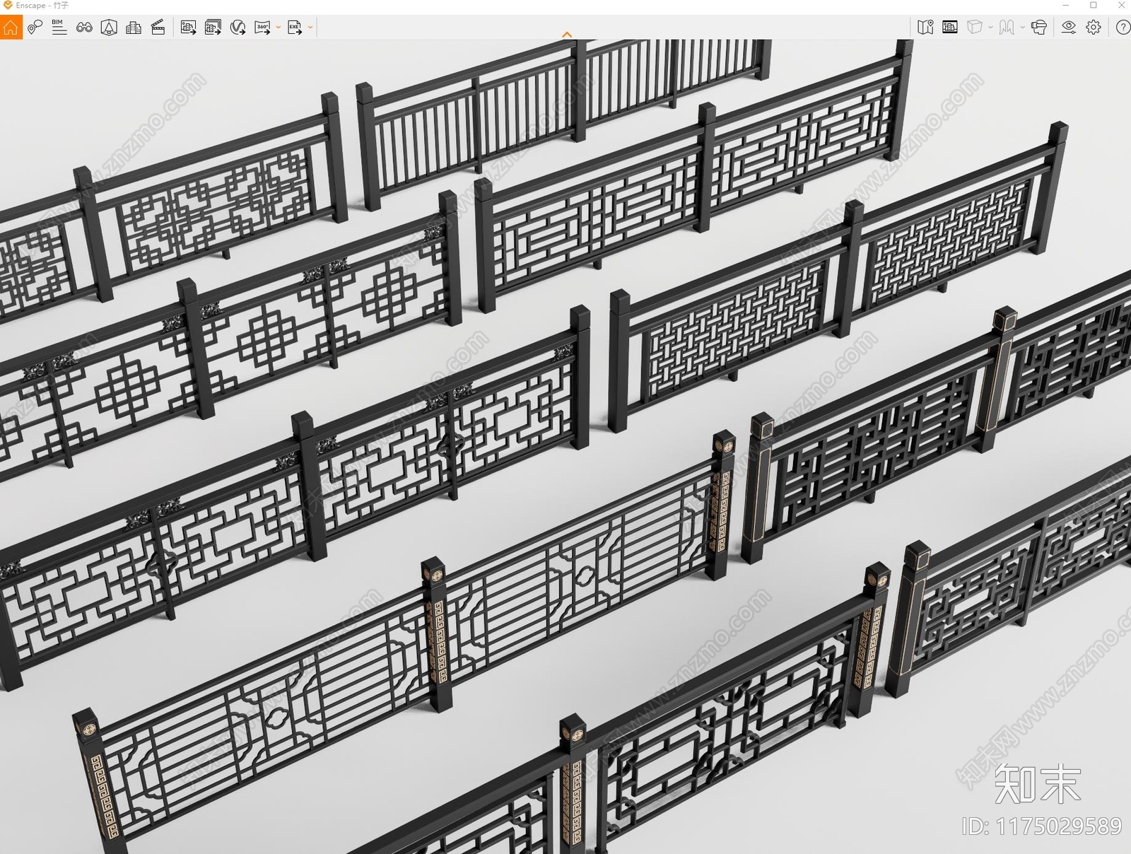 新中式围栏护栏SU模型下载【ID:1175029589】