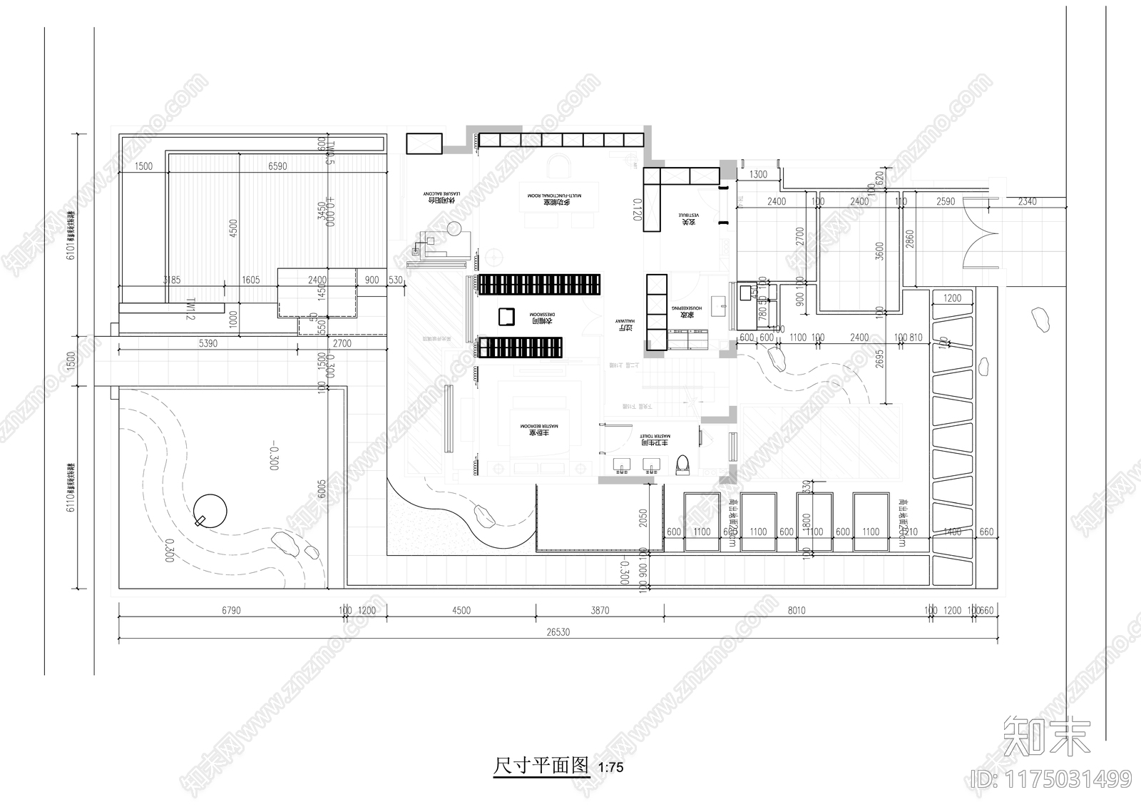 现代简约庭院cad施工图下载【ID:1175031499】