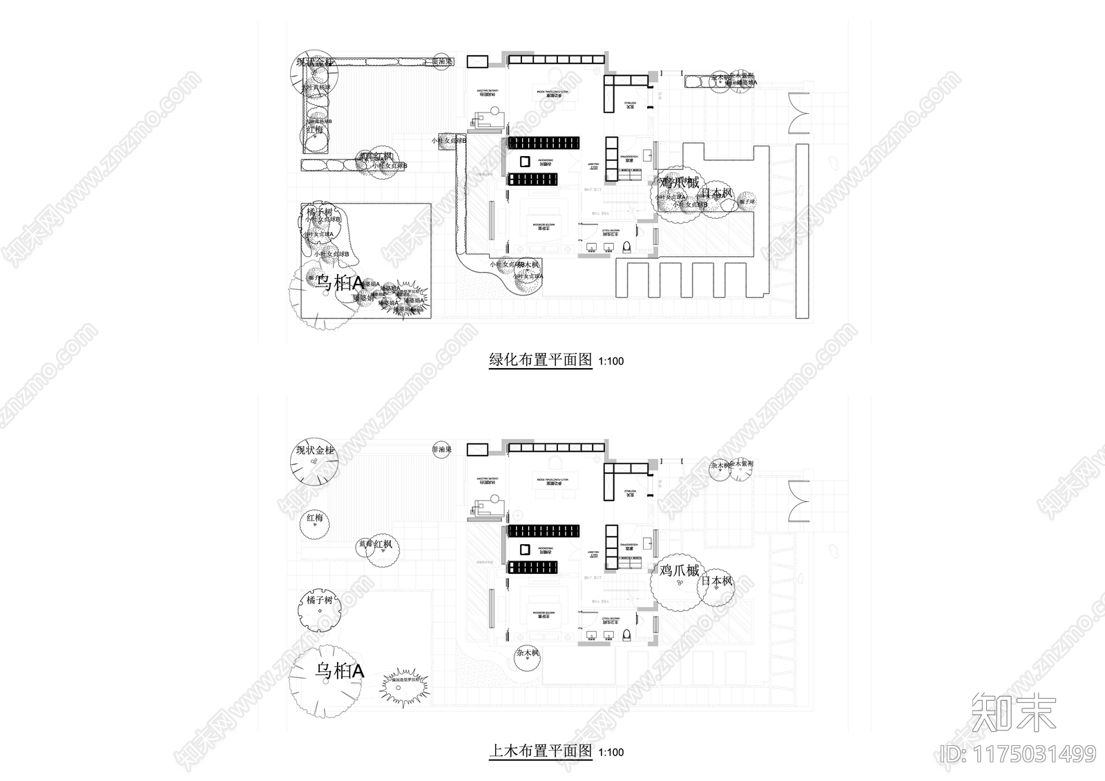 现代简约庭院cad施工图下载【ID:1175031499】