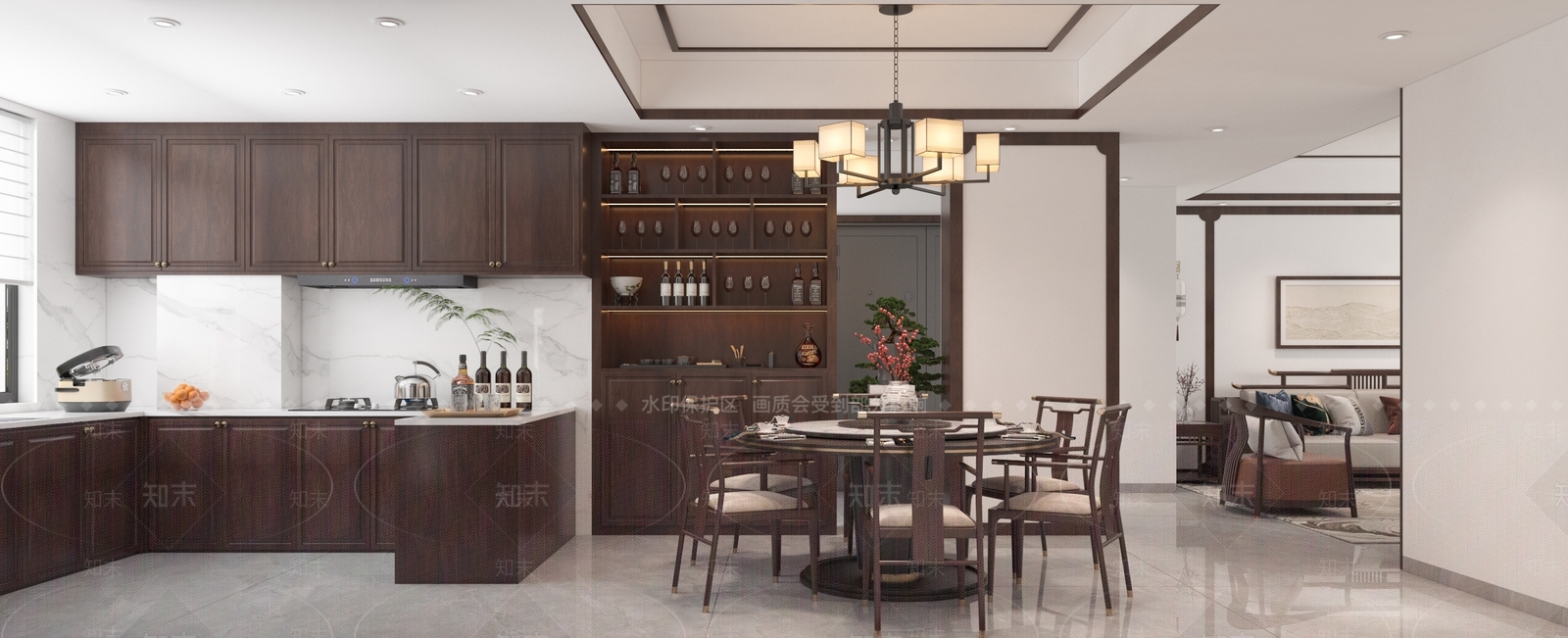 新中式酒店大堂3D模型下载【ID:1214800332】