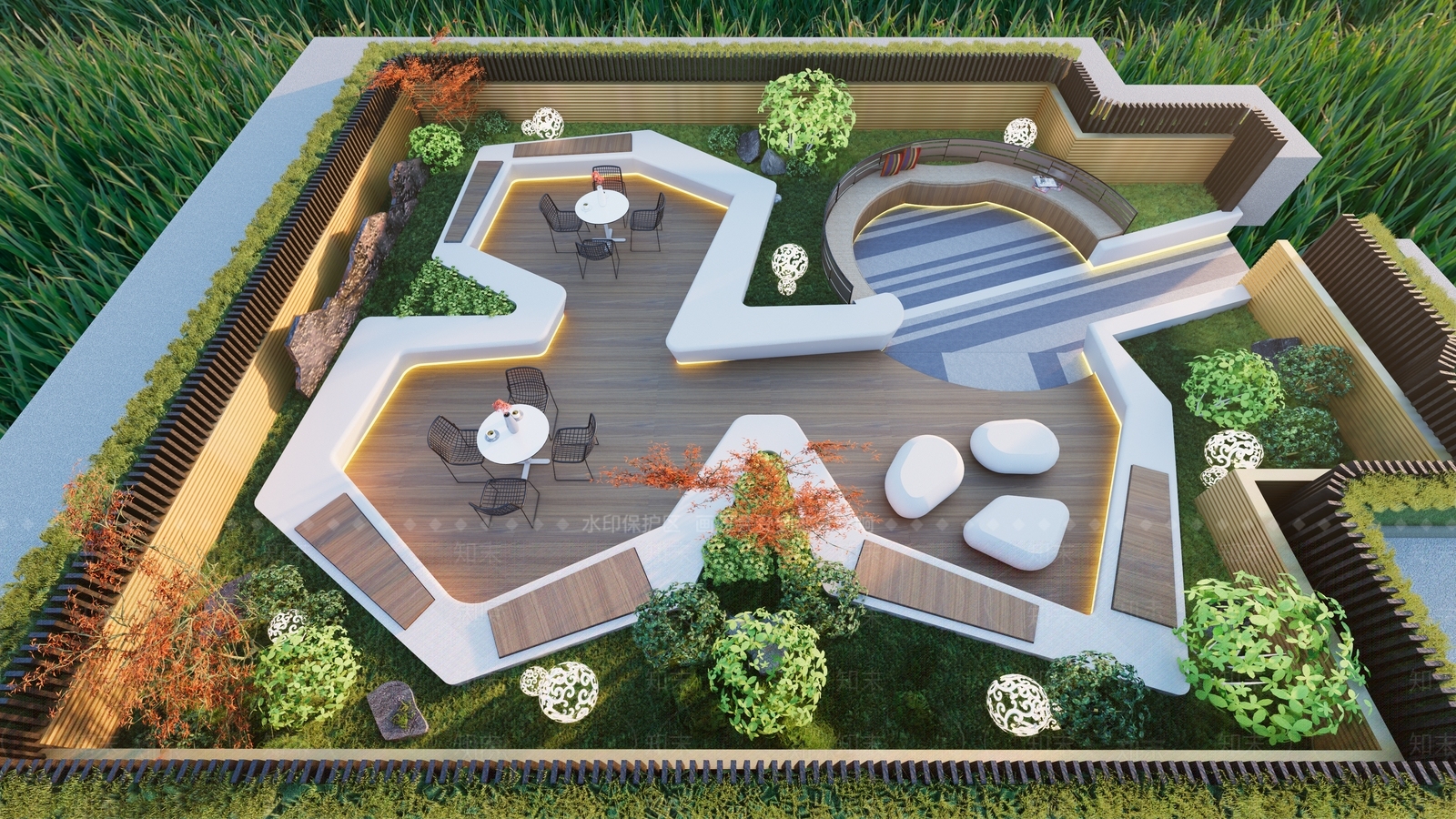 现代屋顶花园SU模型下载【ID:1175032136】