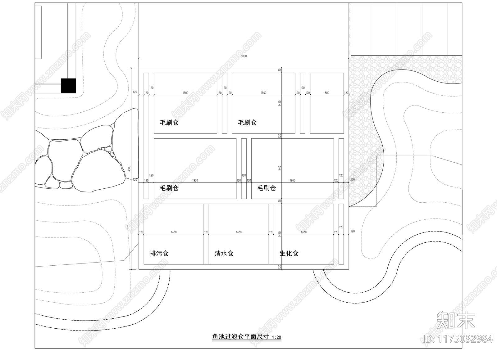 新中式禅意庭院cad施工图下载【ID:1175032984】