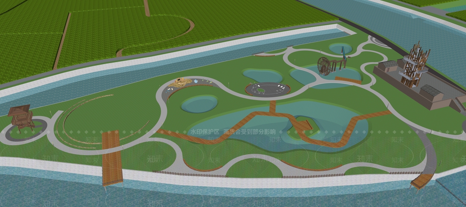 现代乡村公园SU模型下载【ID:1175040762】