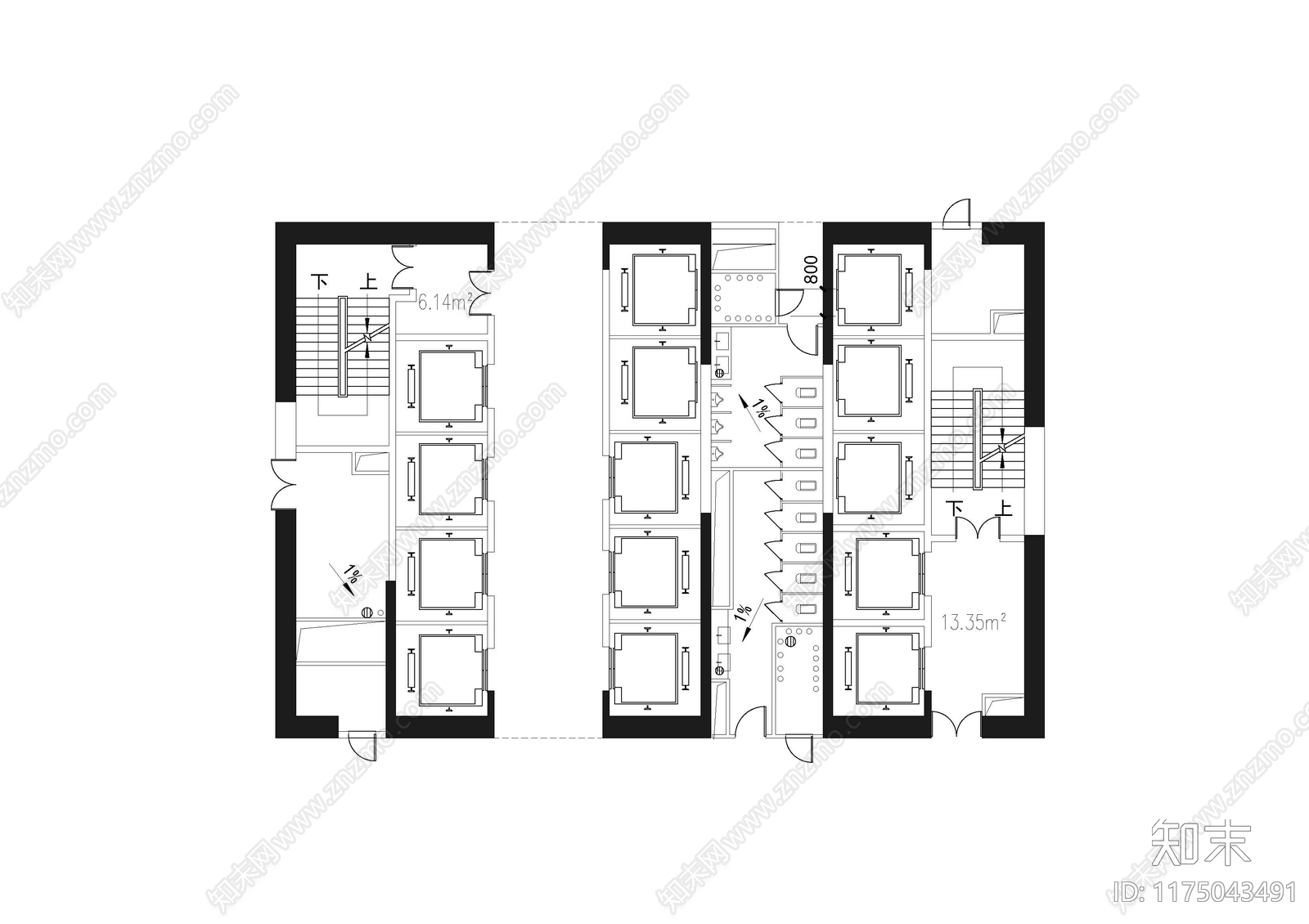 现代办公楼建筑施工图下载【ID:1175043491】