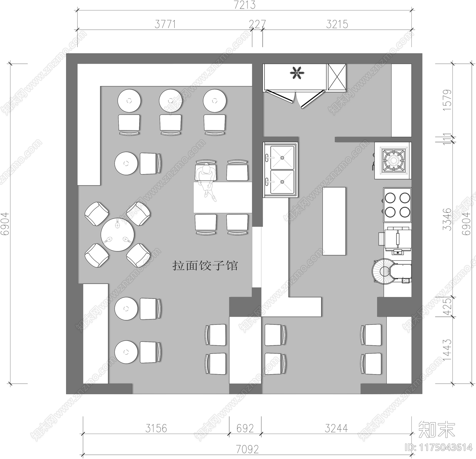 现代其他餐饮空间cad施工图下载【ID:1175043614】