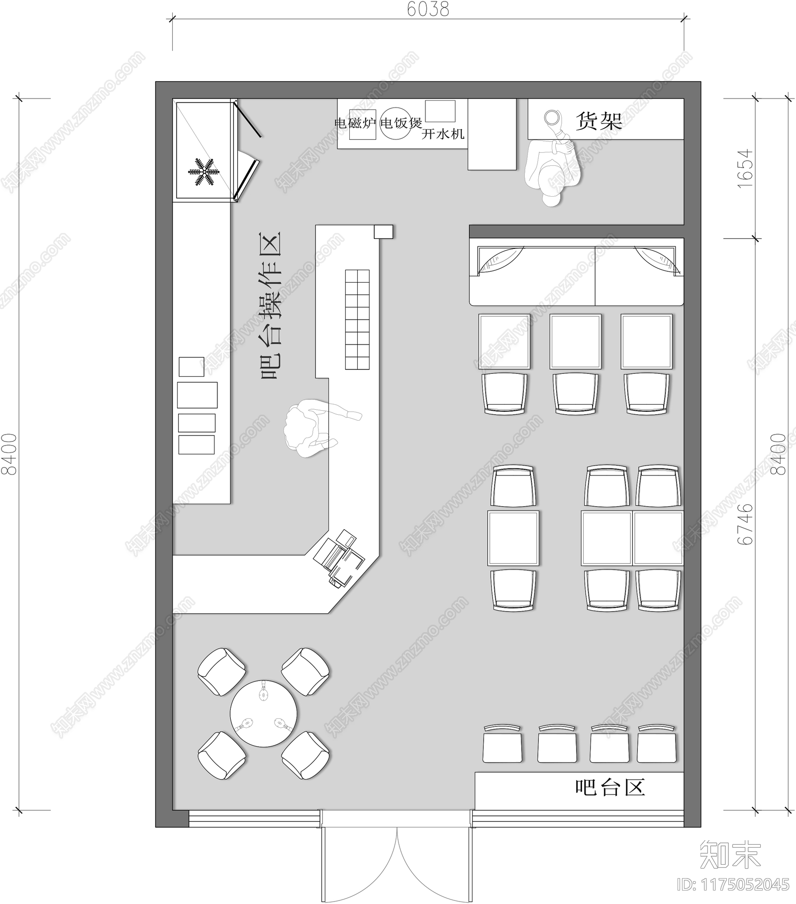 现代咖啡厅施工图下载【ID:1175052045】