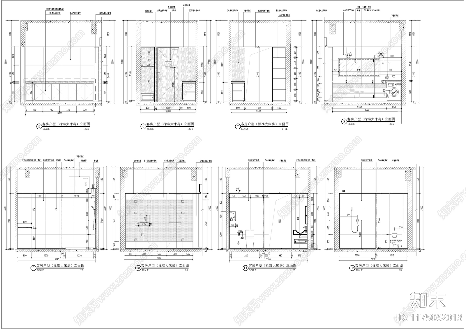 现代简约酒店建筑cad施工图下载【ID:1175062013】