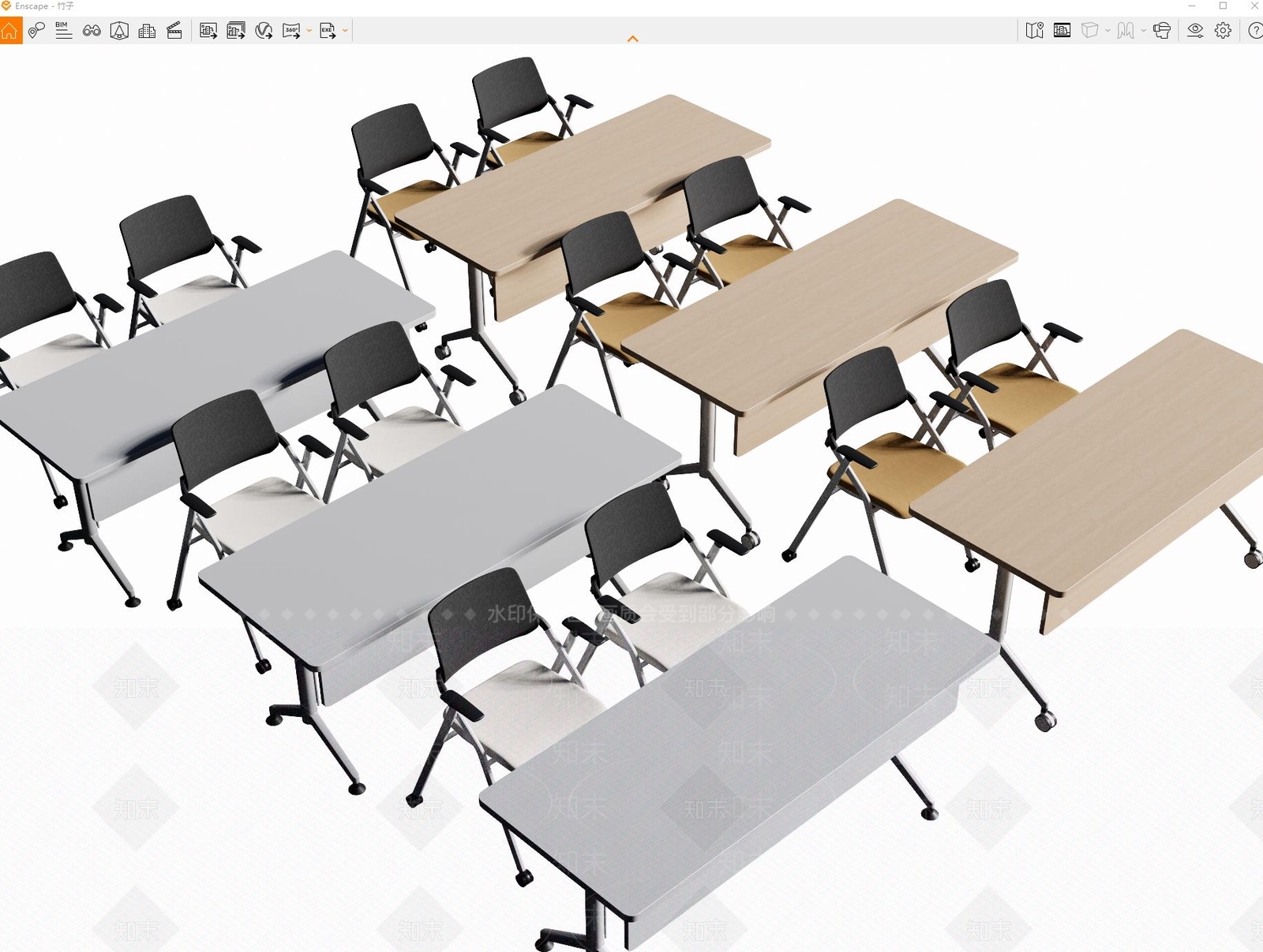 现代会议桌椅SU模型下载【ID:1175073072】