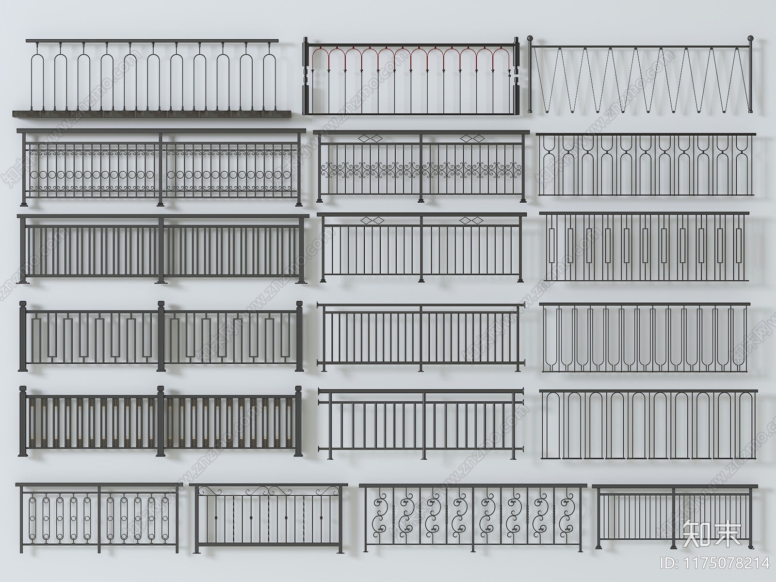 现代栏杆3D模型下载【ID:1175078214】