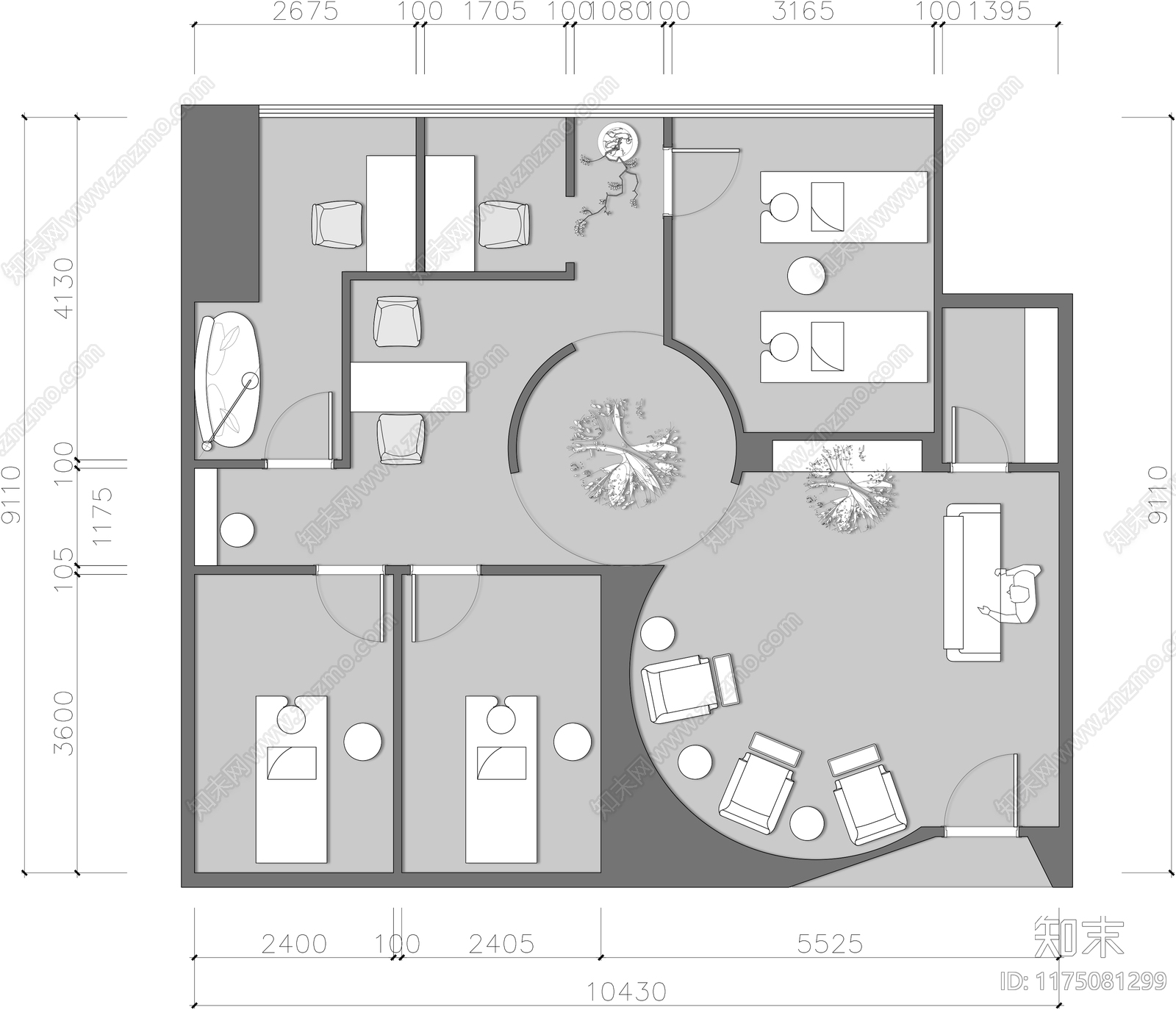 现代美容院cad施工图下载【ID:1175081299】