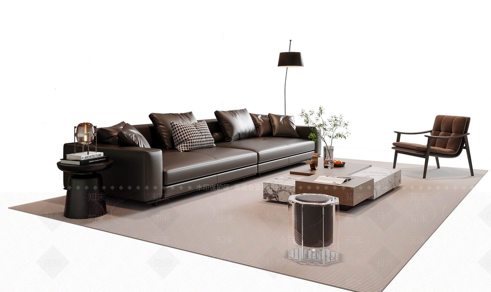 现代意式沙发组合3D模型下载【ID:1175092024】
