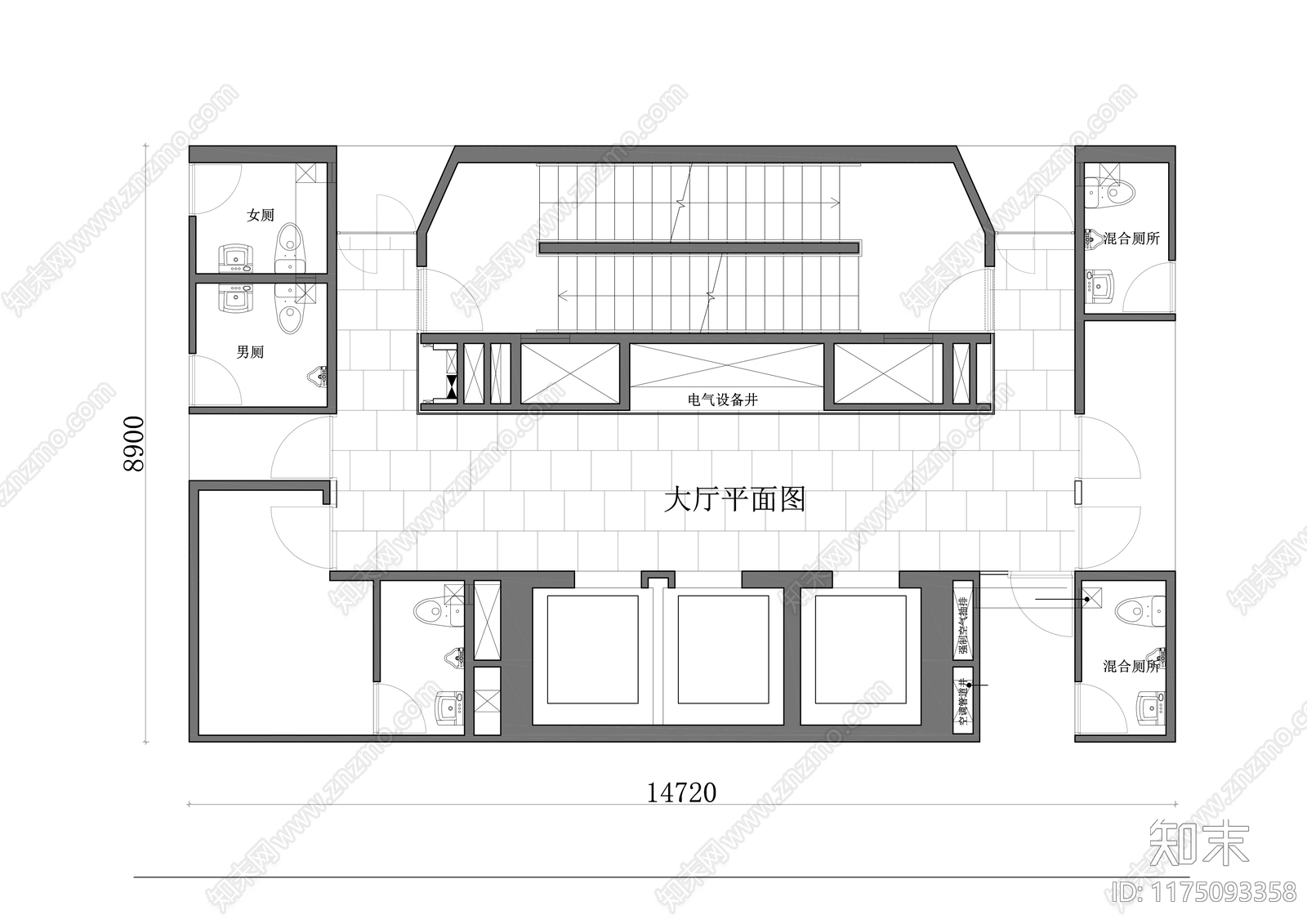 现代电梯厅施工图下载【ID:1175093358】