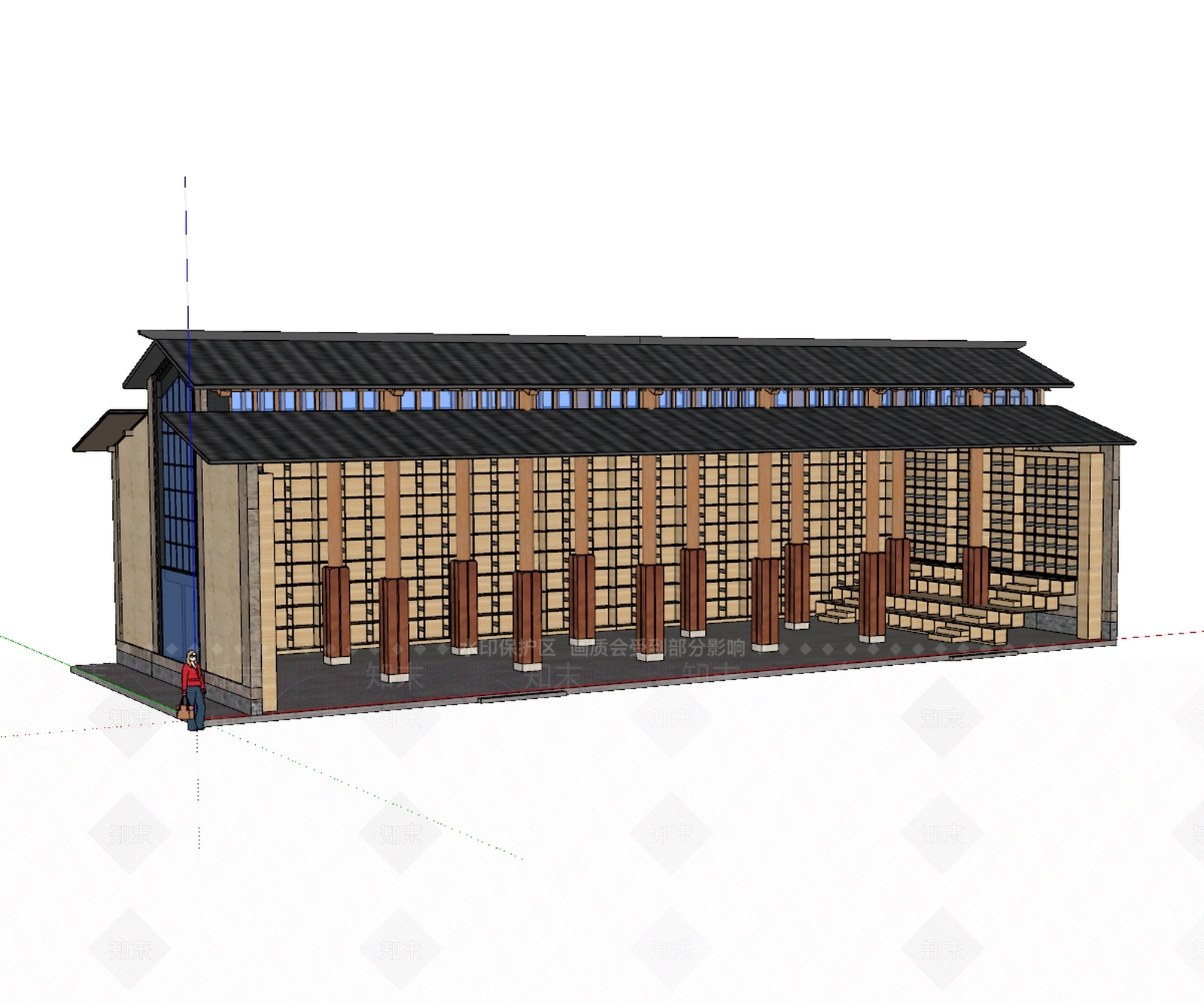 新中式中古风格建筑SU模型下载【ID:1175095576】