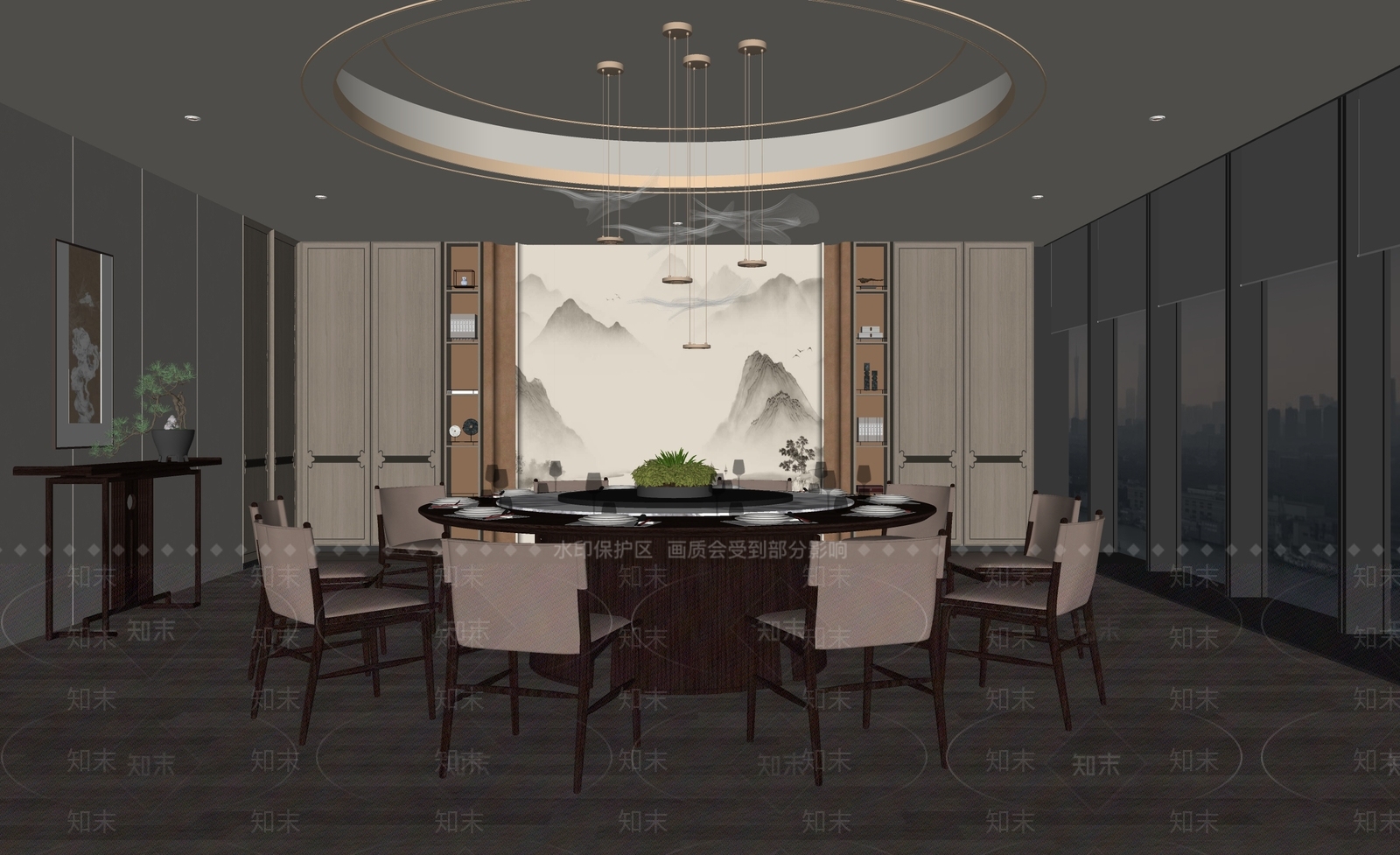 新中式中式包厢SU模型下载【ID:1175096972】