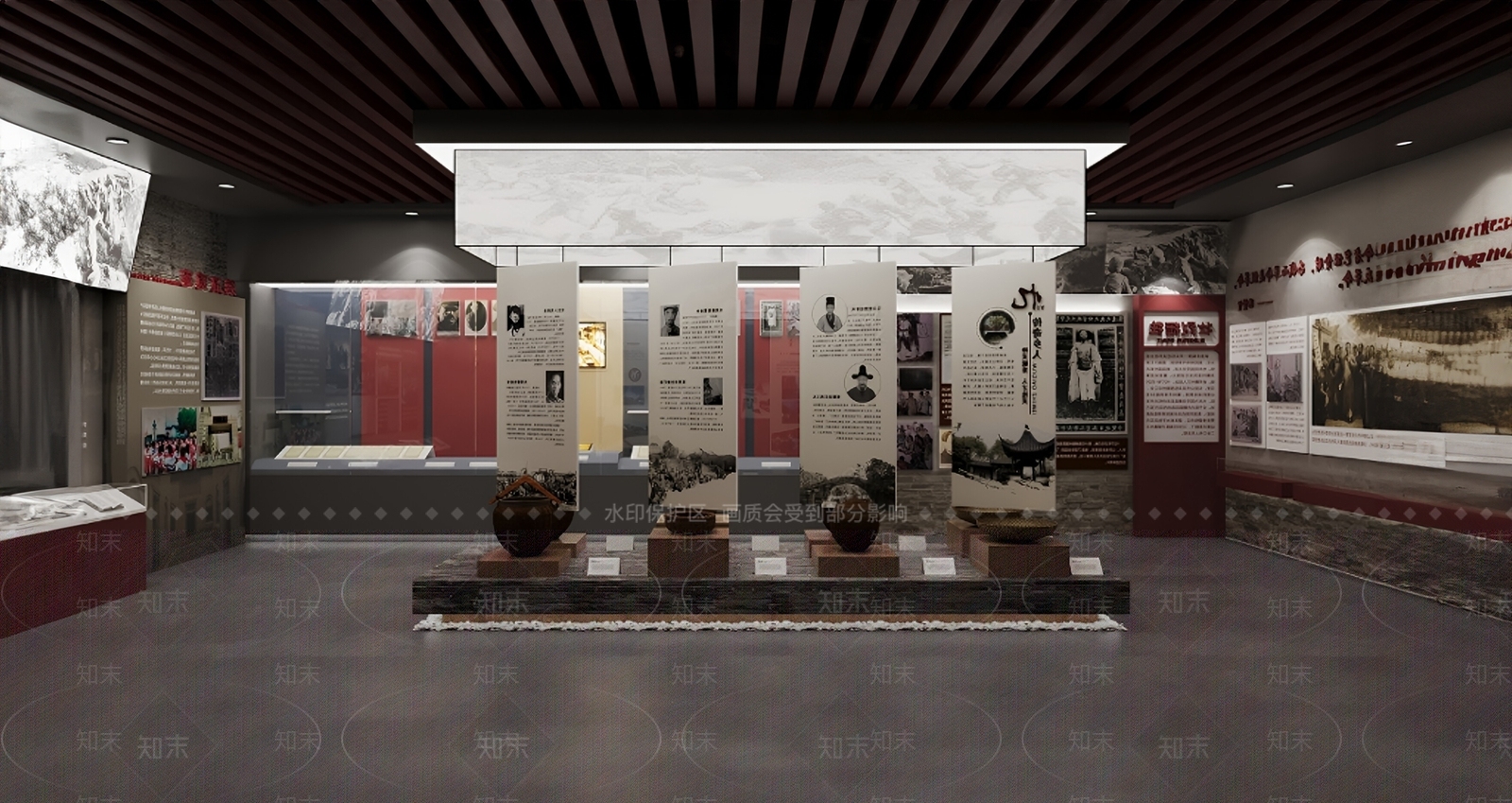 现代新中式党建展厅SU模型下载【ID:1175108745】