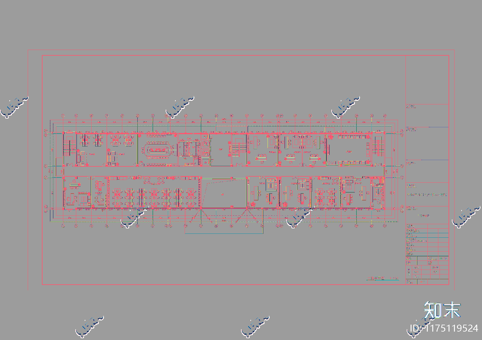 现代新中式整体办公空间cad施工图下载【ID:1175119524】