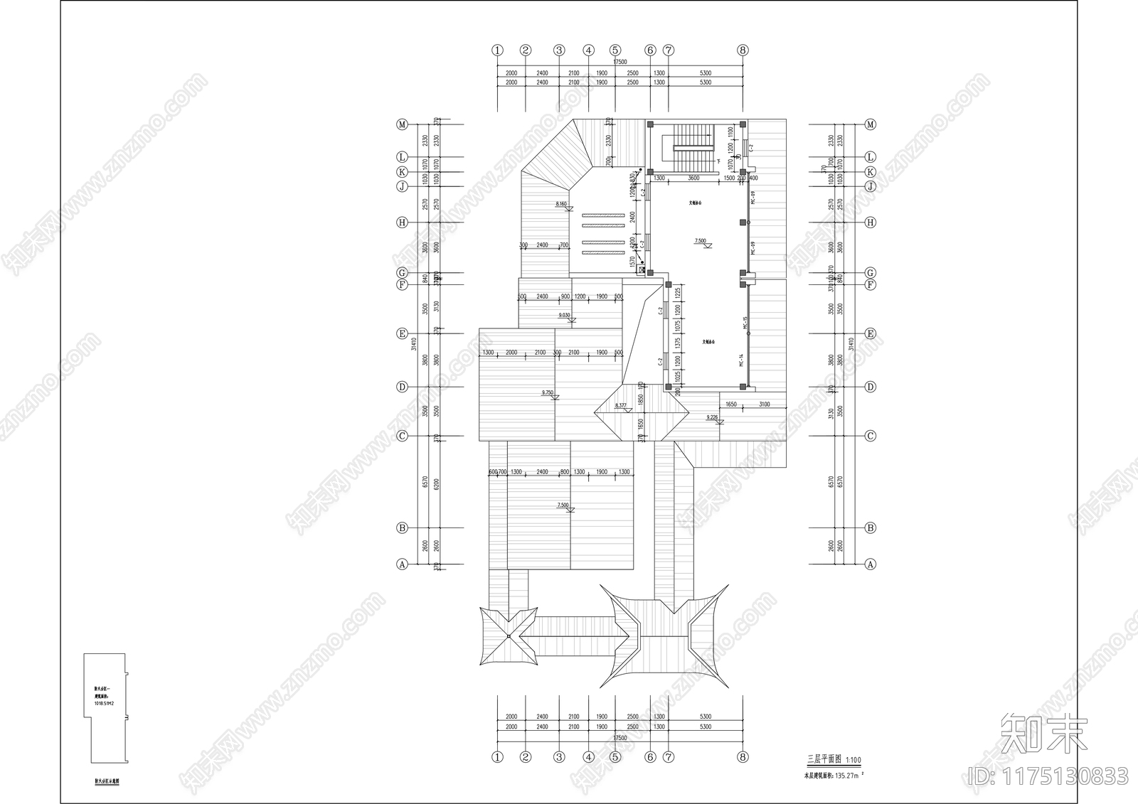 中式商业街cad施工图下载【ID:1175130833】