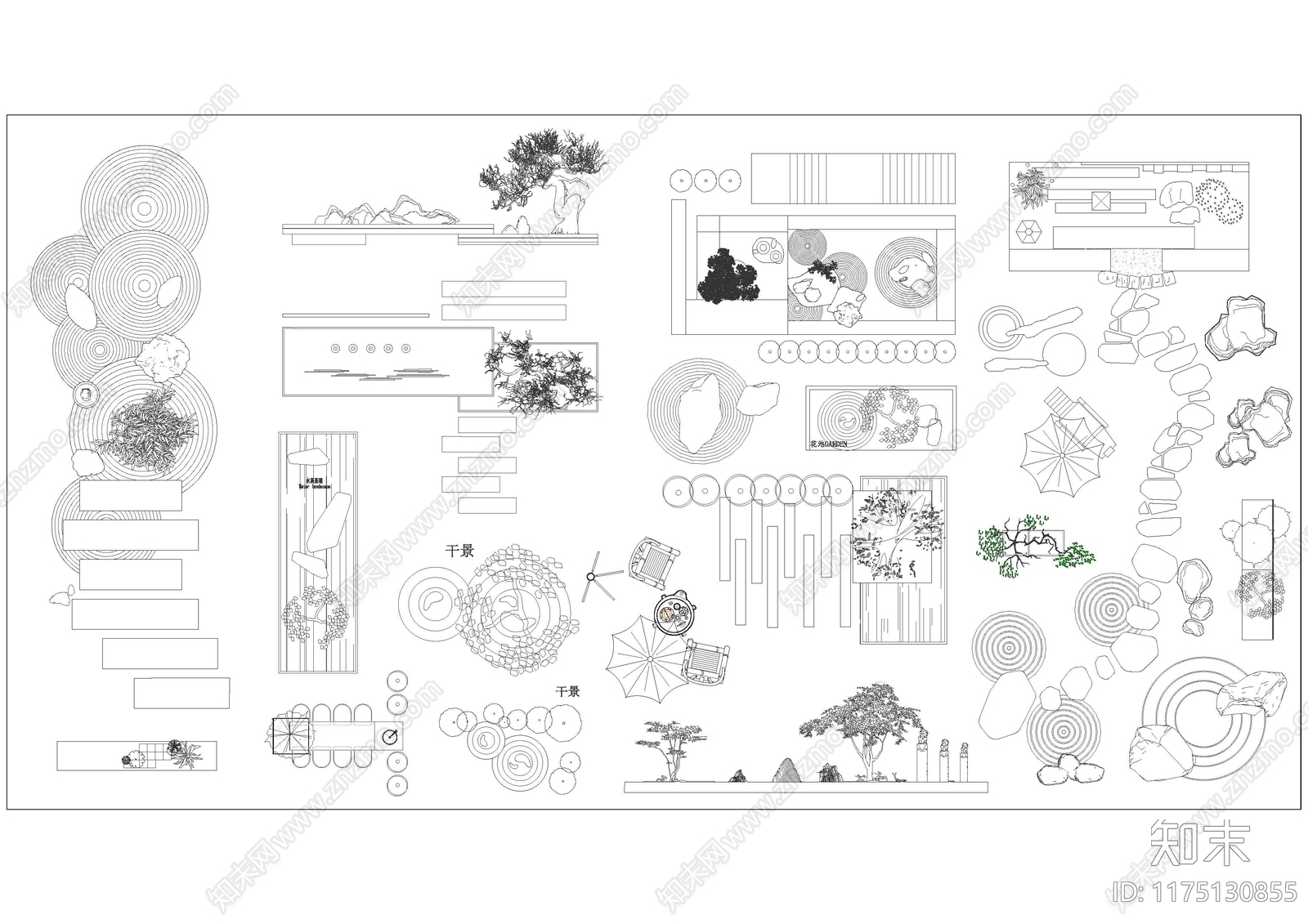 现代庭院cad施工图下载【ID:1175130855】