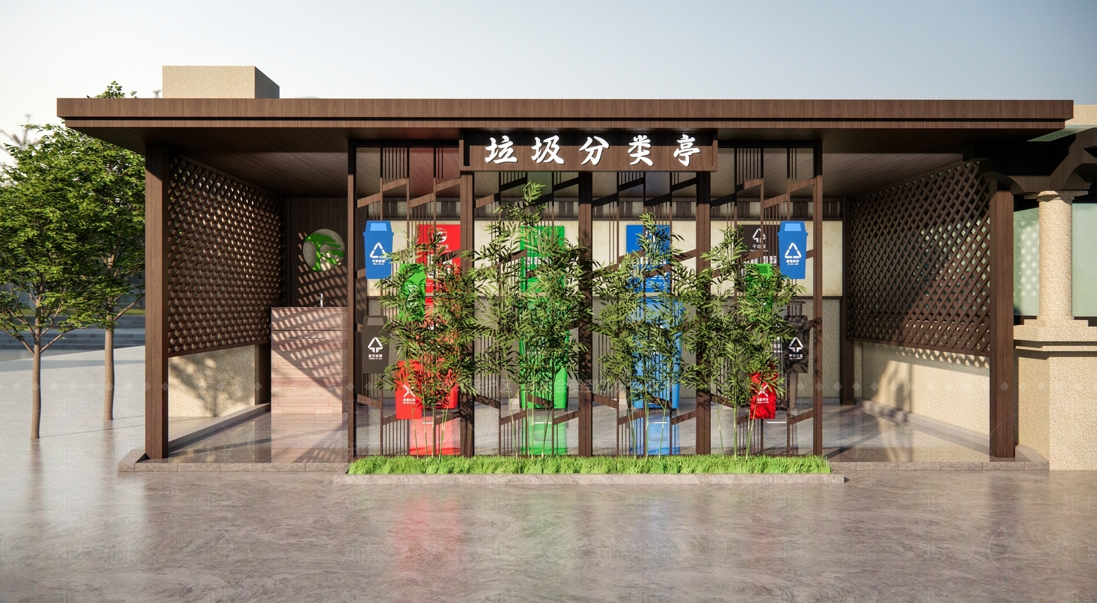 现代新中式小公建SU模型下载【ID:1175134664】