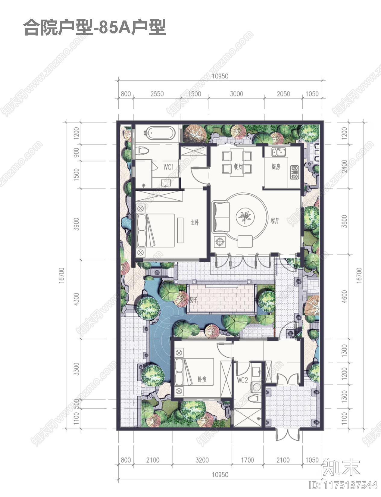 现代新中式别墅建筑施工图下载【ID:1175137544】