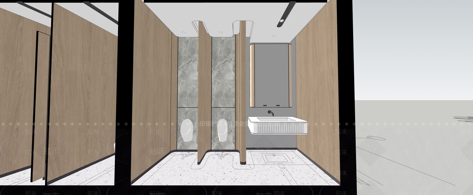现代公共卫生间SU模型下载【ID:1175140018】