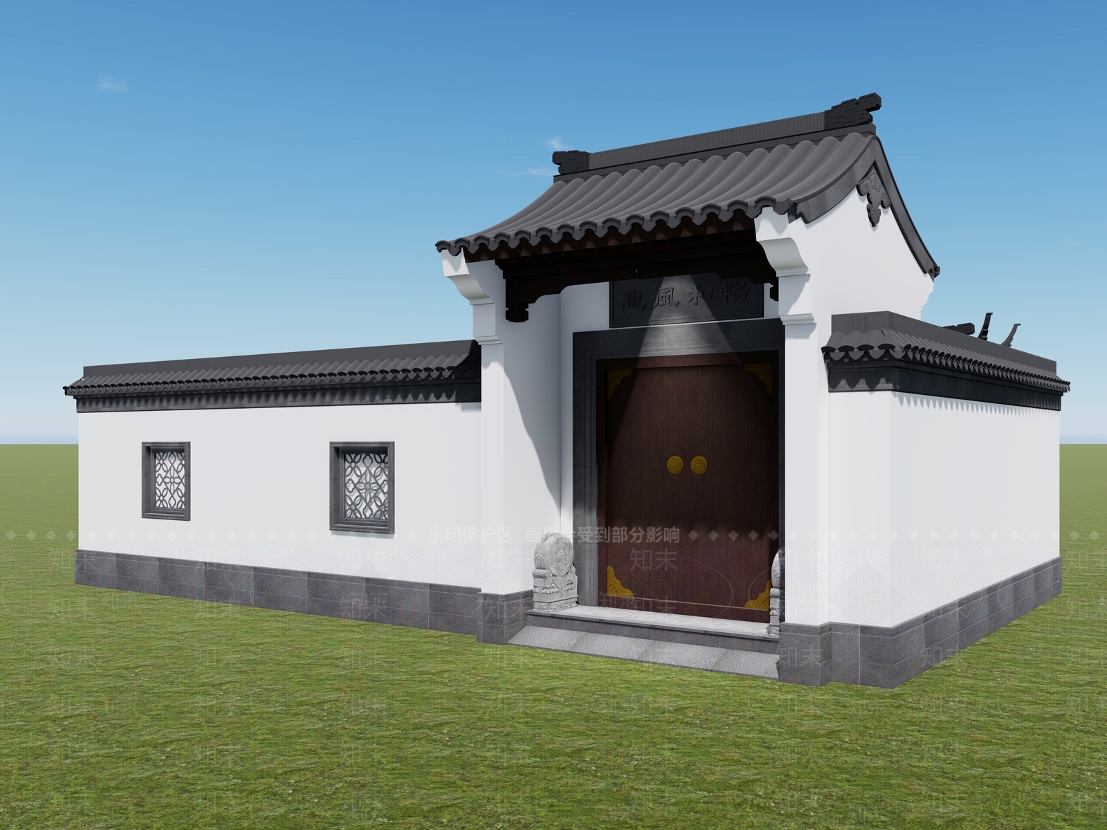 中式禅意古建筑SU模型下载【ID:1175167464】