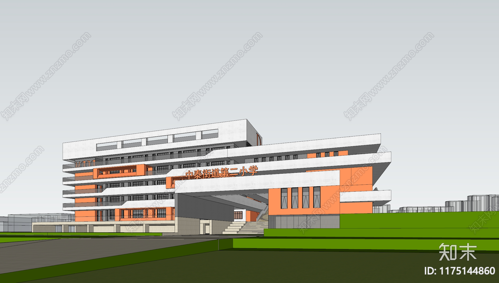 现代简约学校建筑SU模型下载【ID:1175144860】