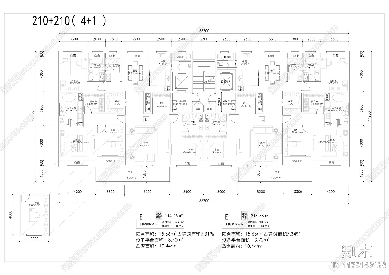 现代简约住宅楼建筑cad施工图下载【ID:1175149128】