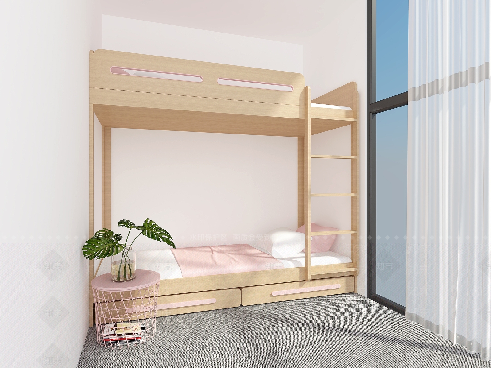 现代上下床3D模型下载【ID:1175150552】