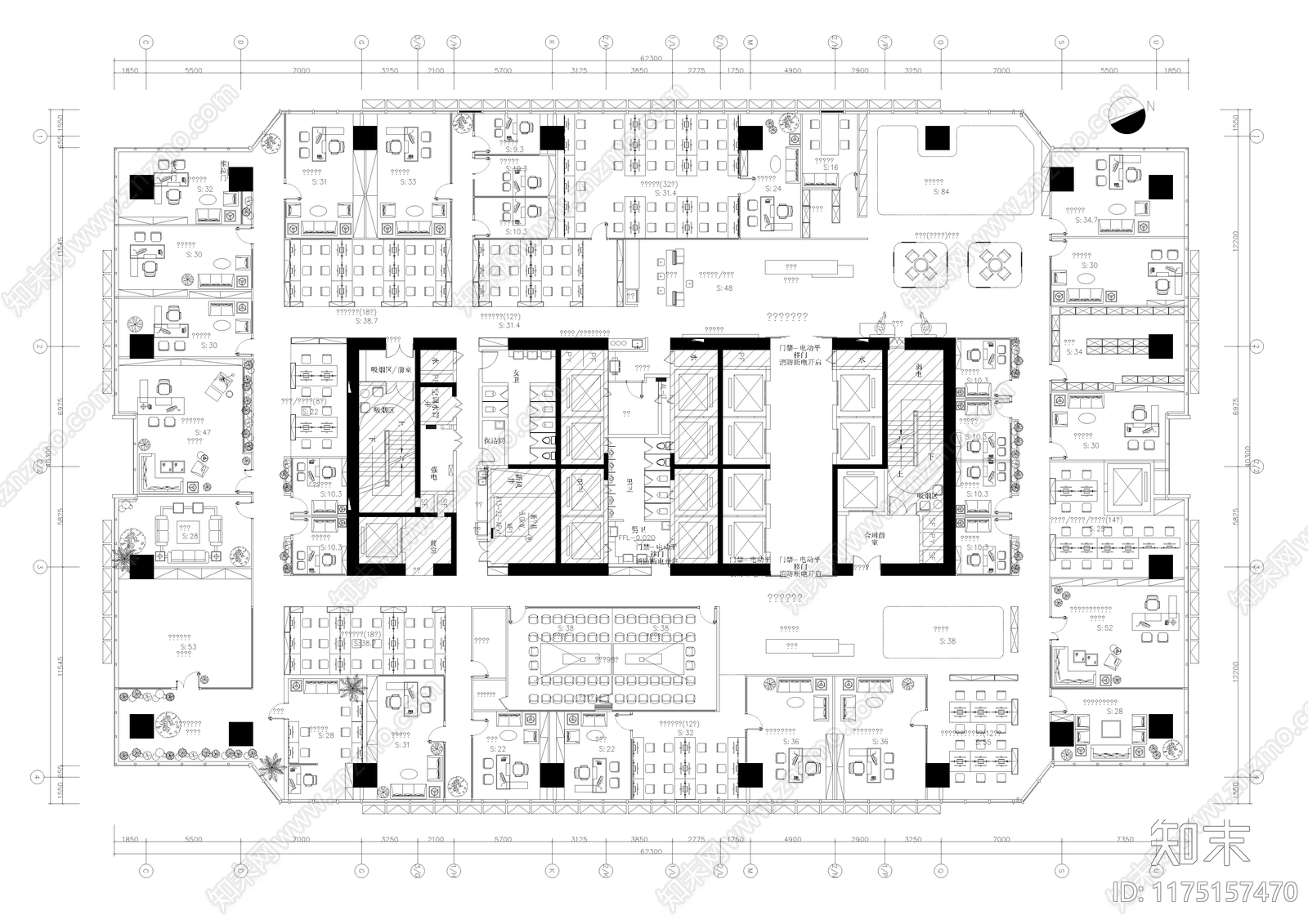 现代整体办公空间施工图下载【ID:1175157470】