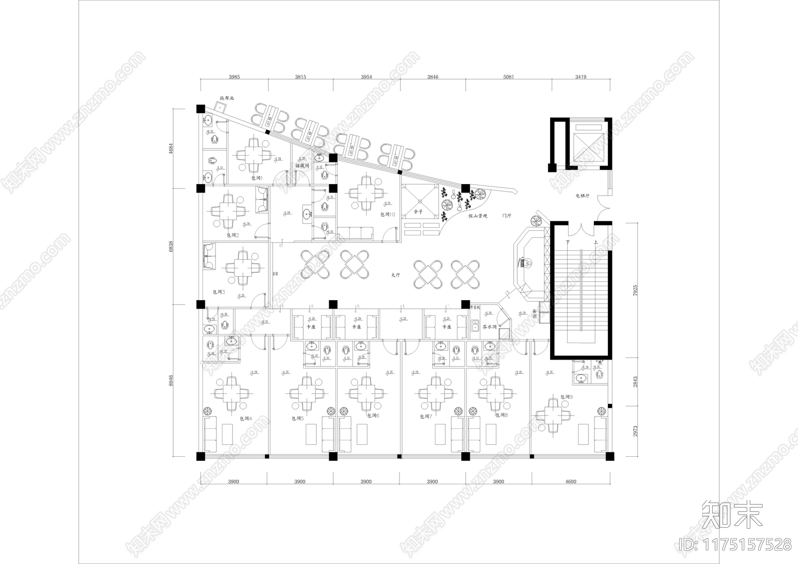 现代茶馆cad施工图下载【ID:1175157528】