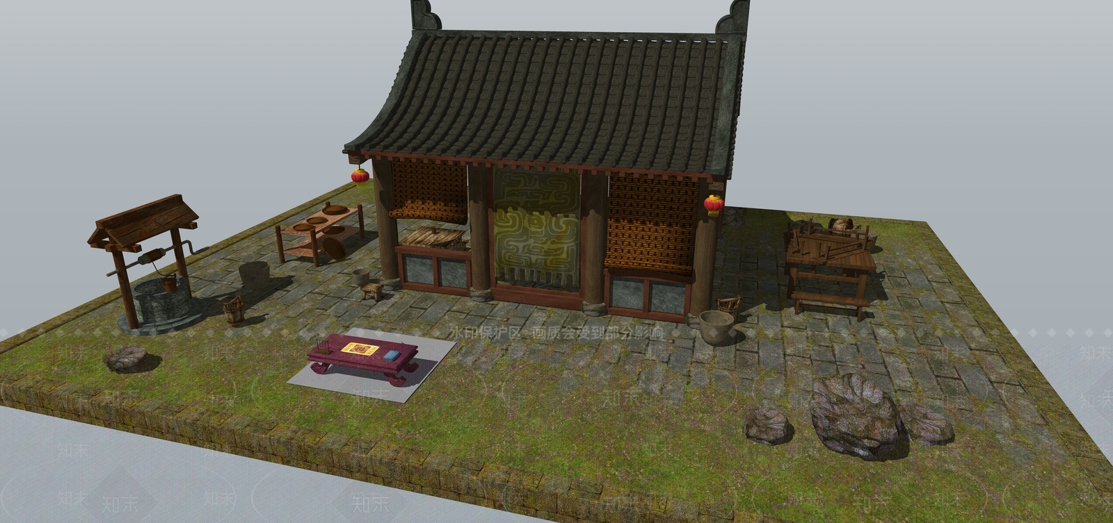 中式复古古建筑SU模型下载【ID:1175159107】