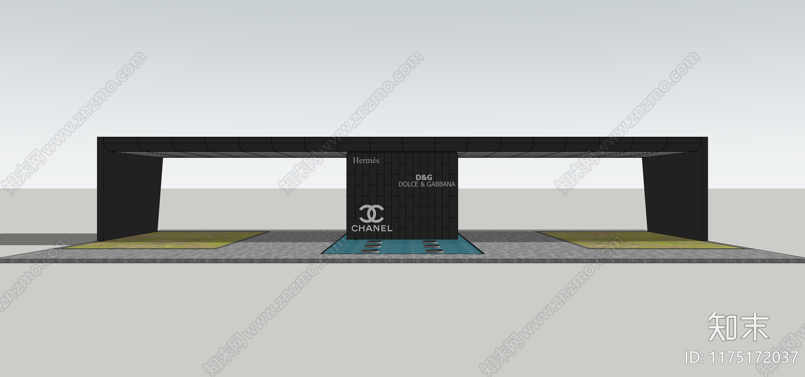 现代入口大门SU模型下载【ID:1175172037】