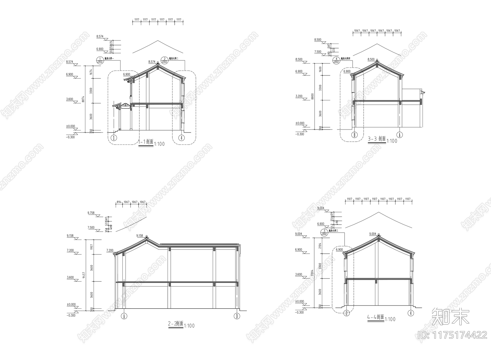 中式商业街cad施工图下载【ID:1175174422】