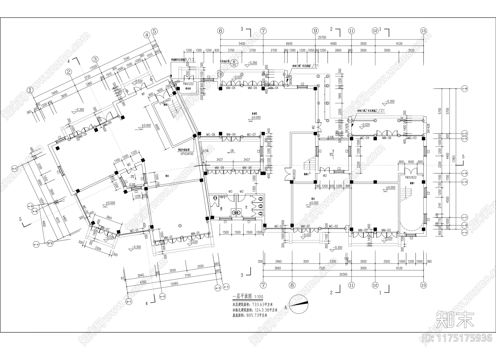 中式商业街cad施工图下载【ID:1175175936】