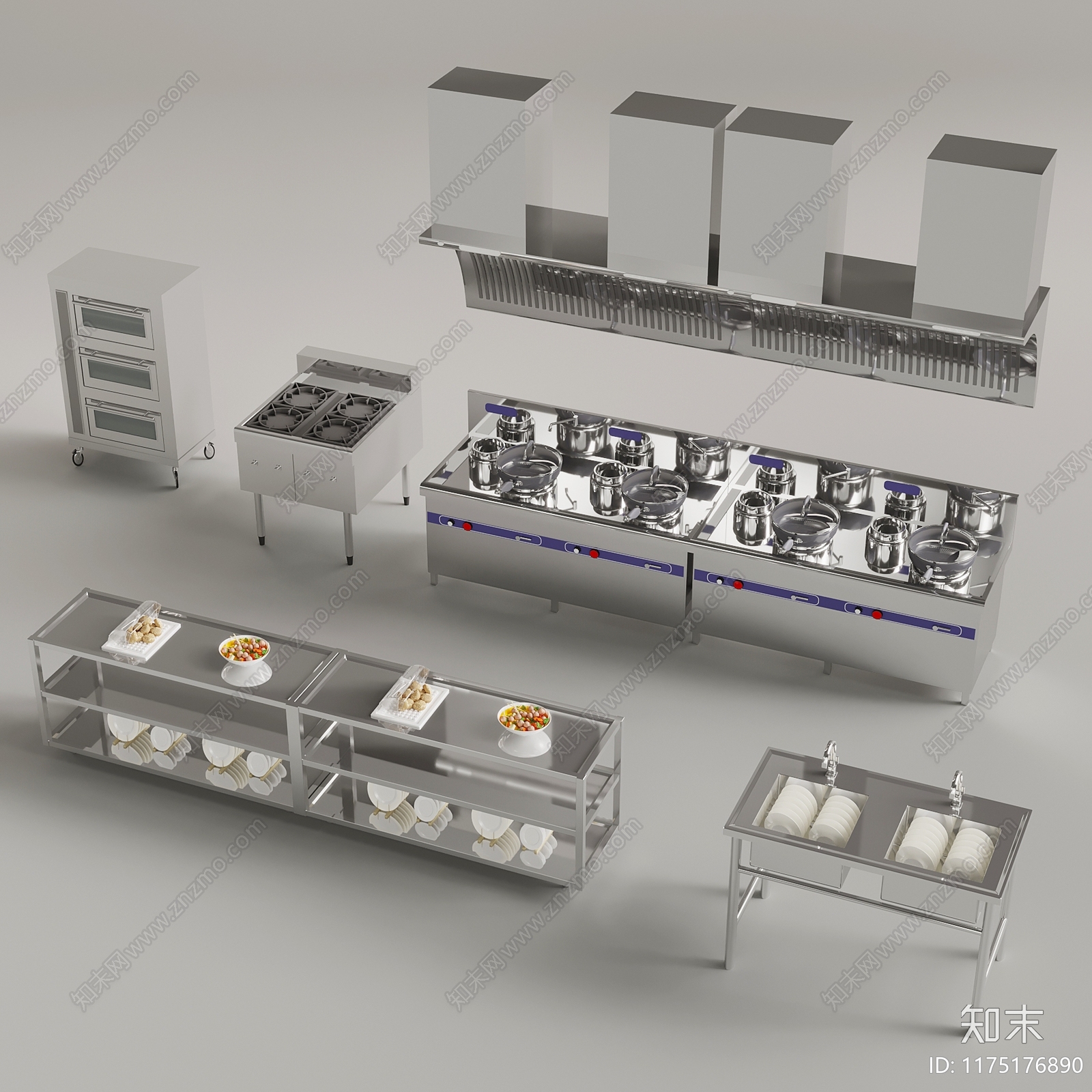 现代后厨3D模型下载【ID:1175176890】