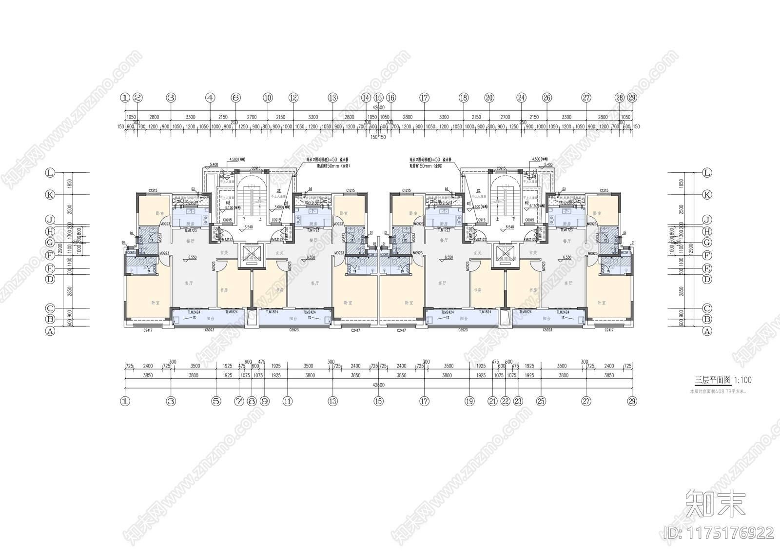 新中式住宅楼建筑cad施工图下载【ID:1175176922】