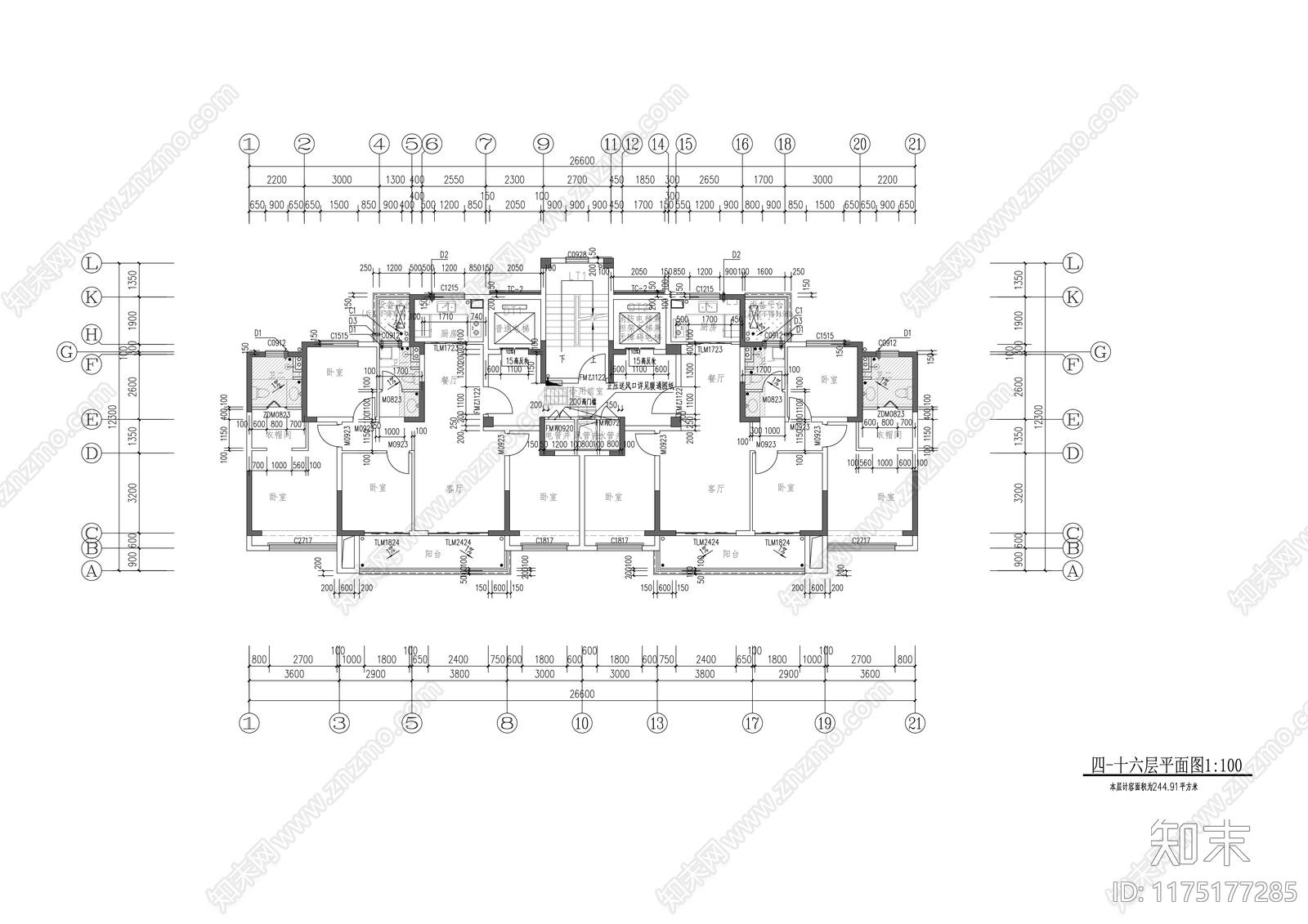 新中式住宅楼建筑cad施工图下载【ID:1175177285】