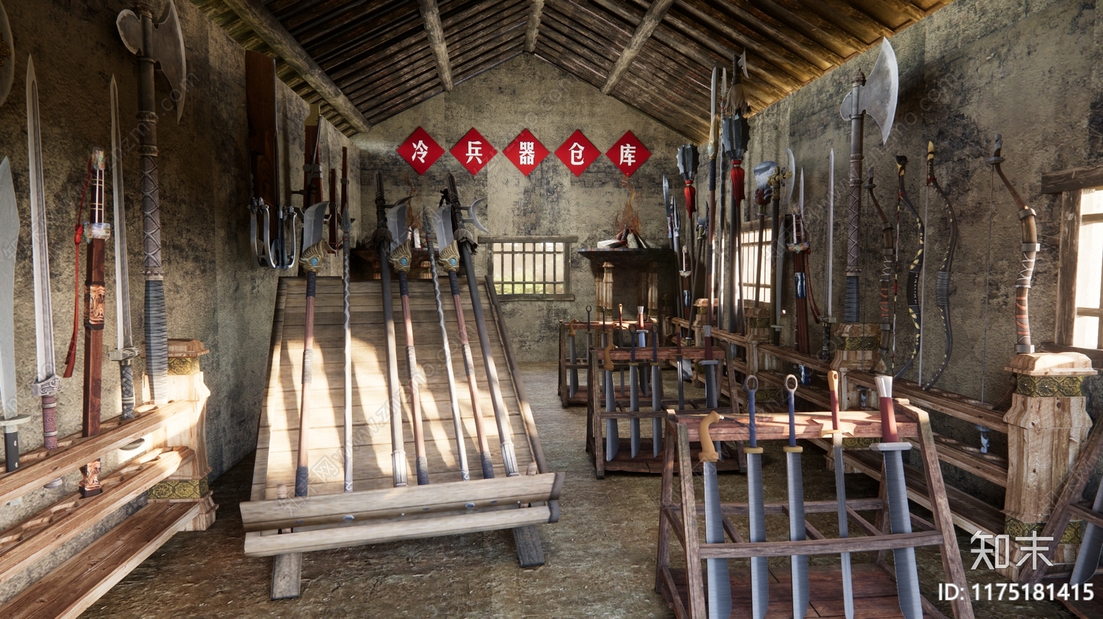 中式展览馆建筑SU模型下载【ID:1175181415】