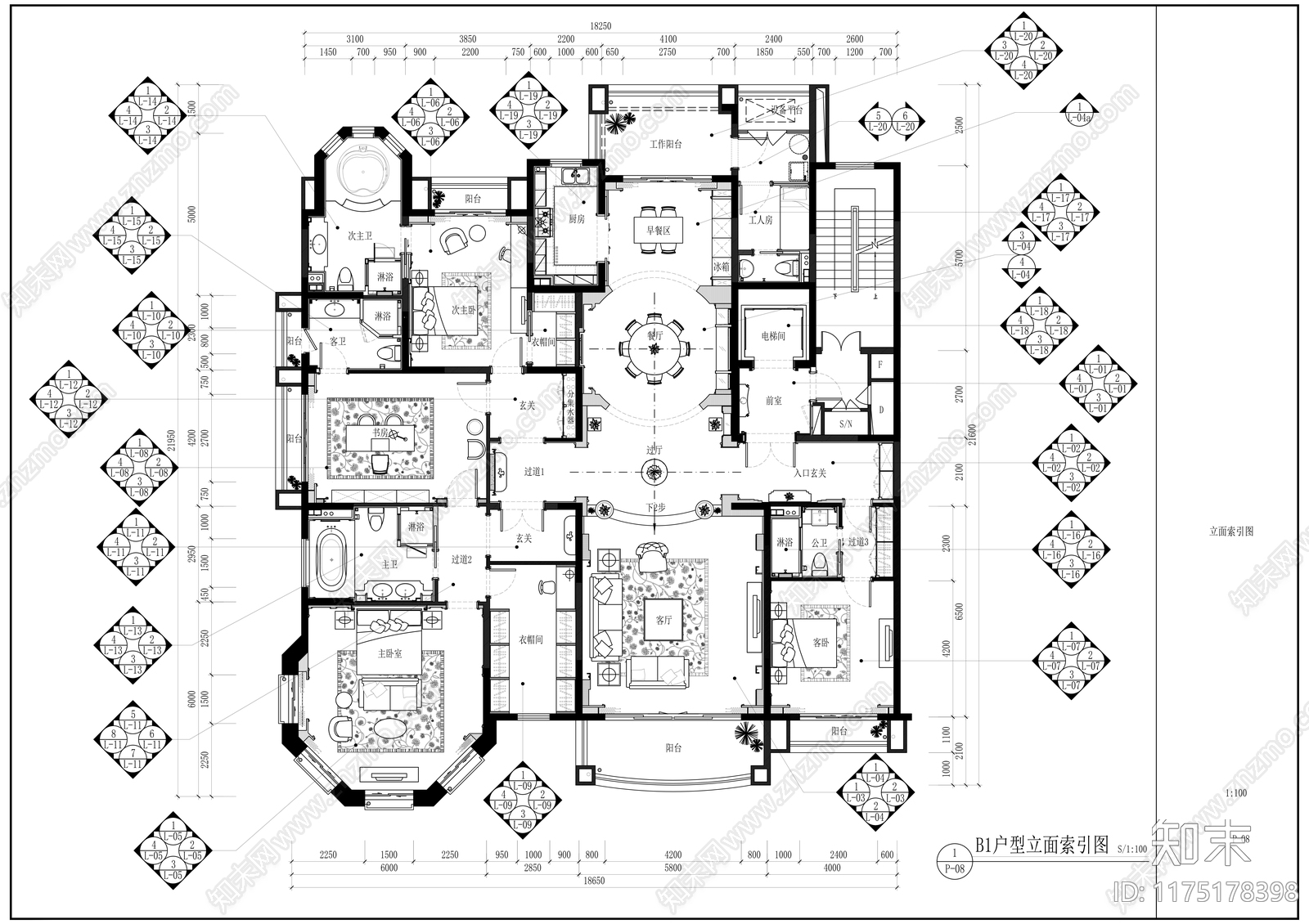 平层cad施工图下载【ID:1175178398】