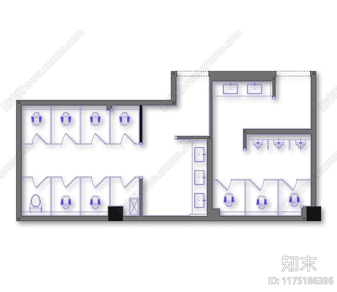 现代公共卫生间cad施工图下载【ID:1175186396】